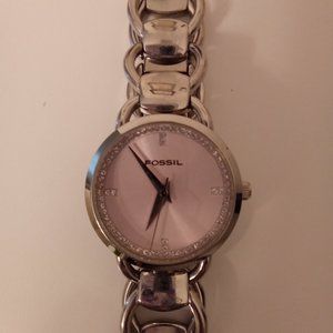 Fossil ES-1356 Women's 30mm Silver tone Stainless Steel watch Pink Dial